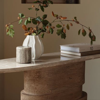 Adam 140cm Almond Brown & Lady Grey Marble Oval Console Table - Laura James 
