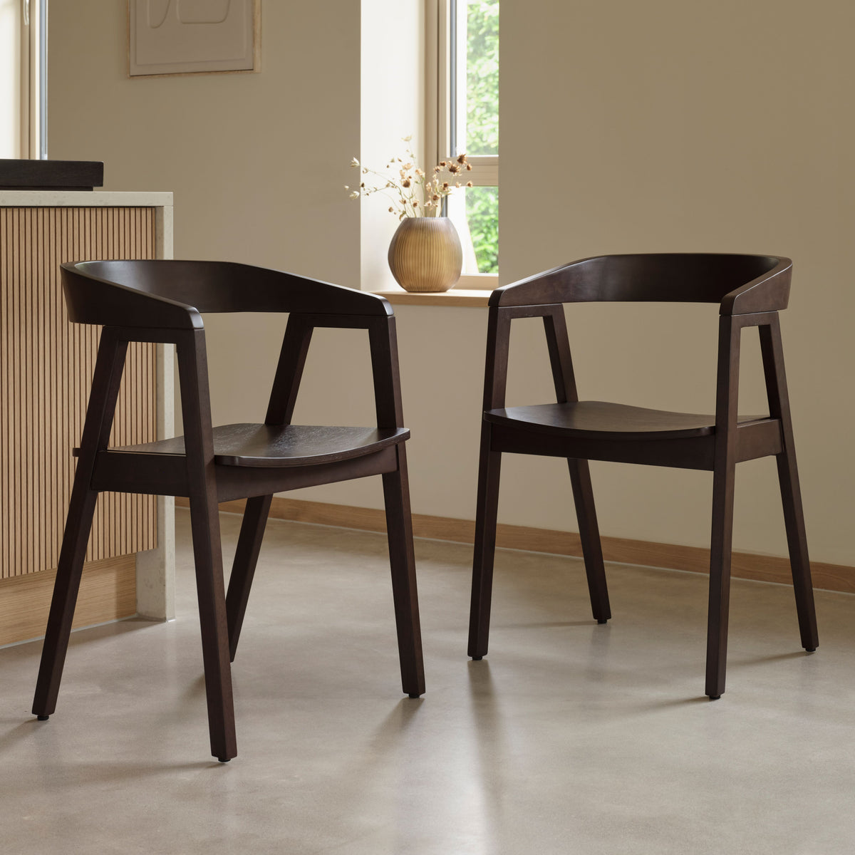 Ella Coffee Brown Dining Armchairs - Set of 2
