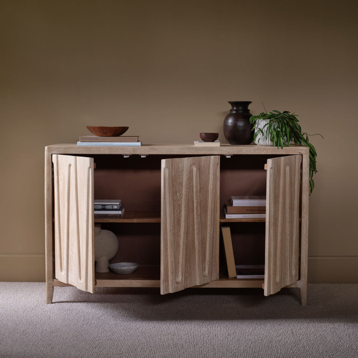 Bastian 3 Door Sideboard - Limewash - Laura James 