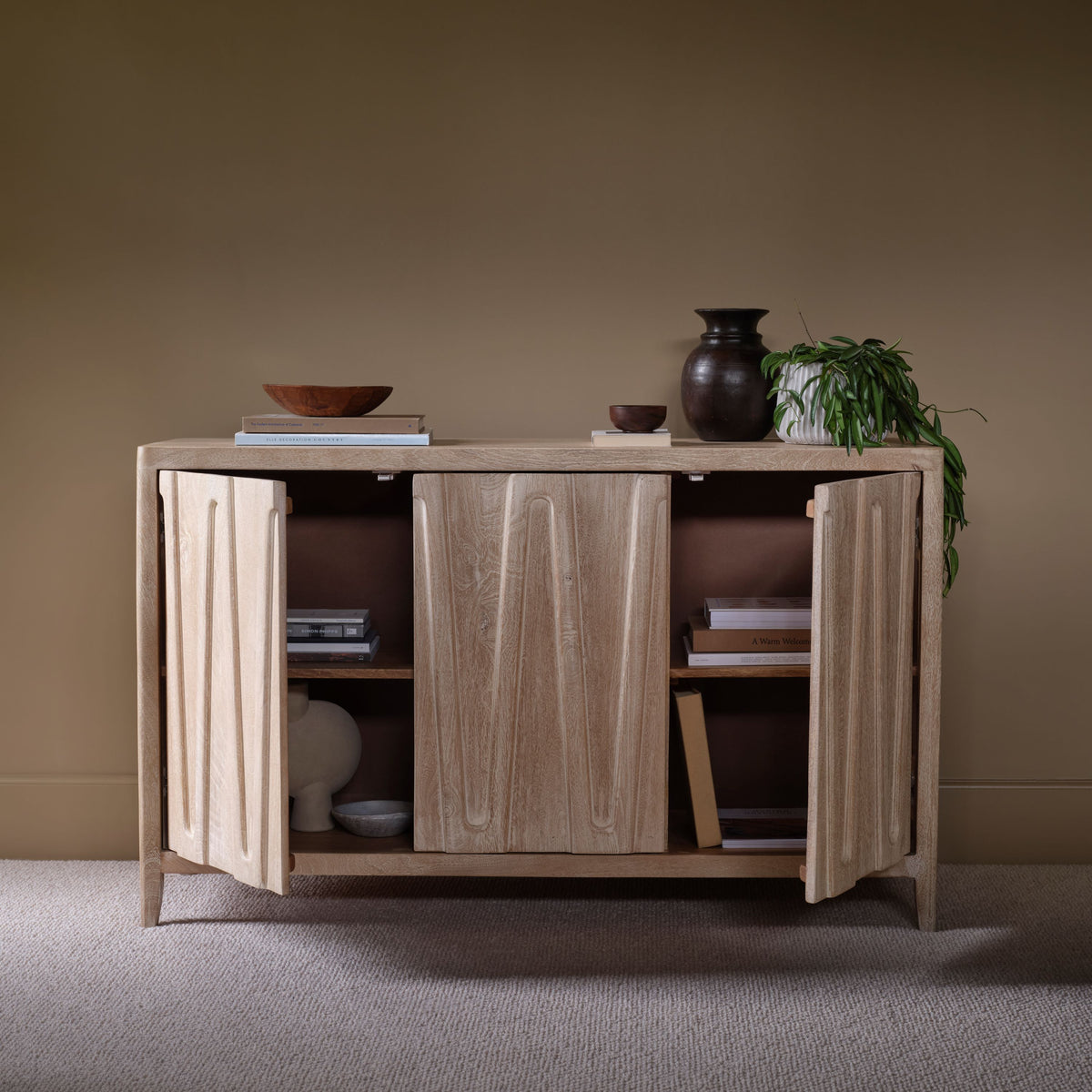 Bastian 3 Door Sideboard - Limewash - Laura James 