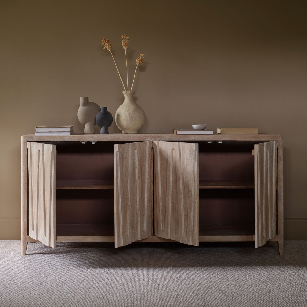Bastian 4 Door Sideboard - Limewash - Laura James 