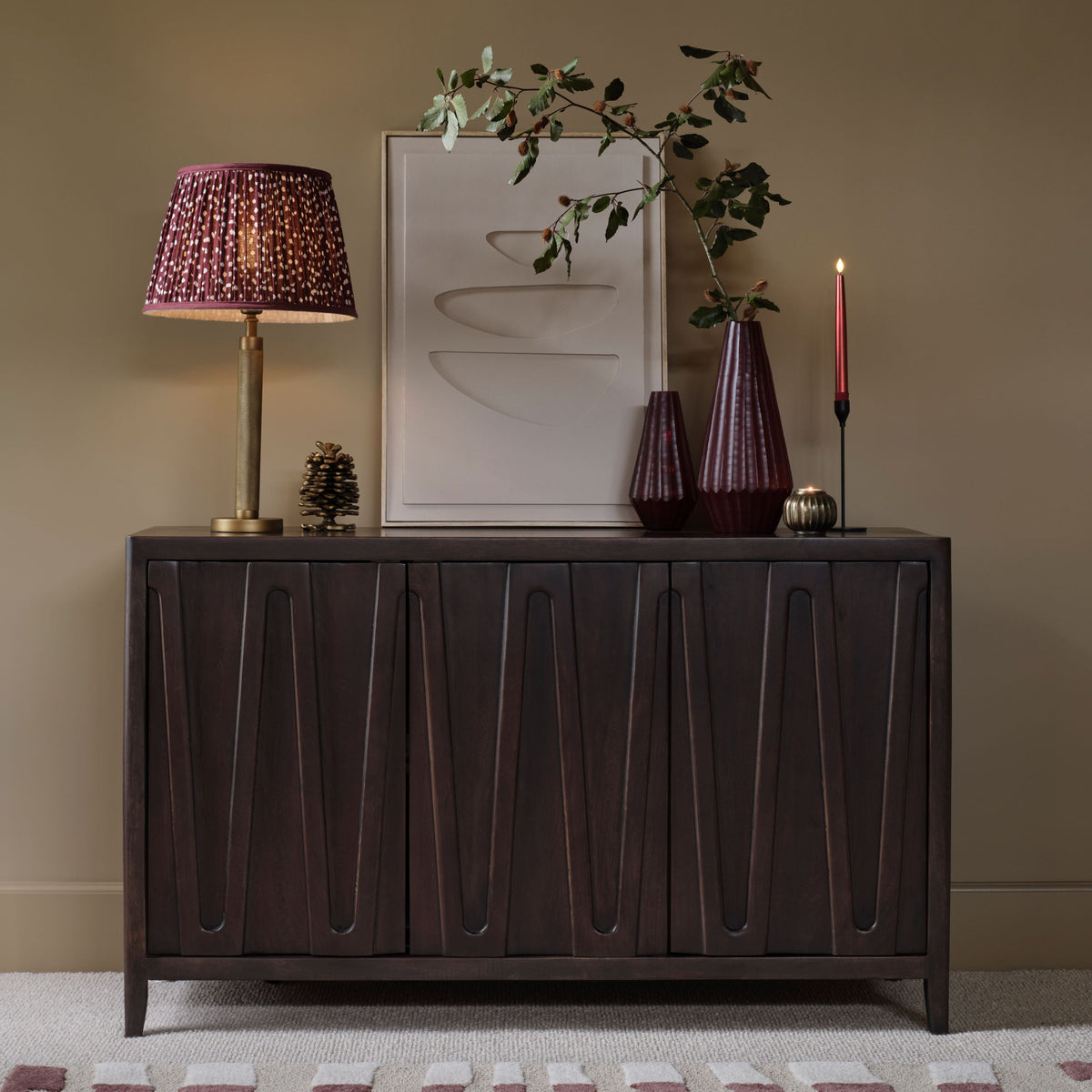 Bastian 3 Door Sideboard - Coffee Brown Mango Wood - Laura James 