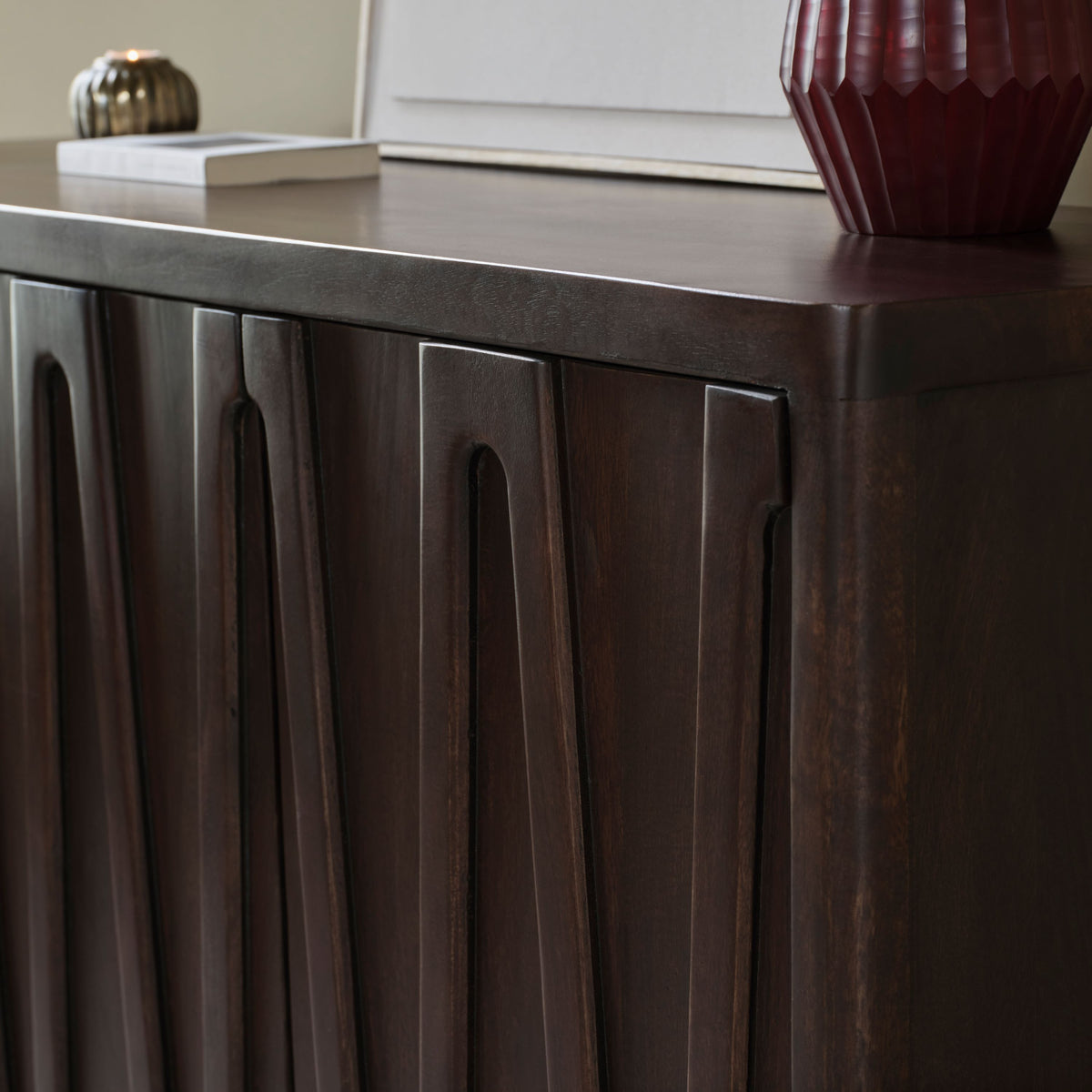 Bastian 3 Door Sideboard - Coffee Brown Mango Wood - Laura James 