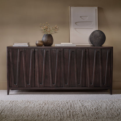 Bastian 4 Door Sideboard - Coffee Brown Mango Wood - Laura James 
