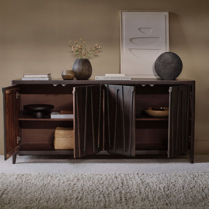 Bastian 4 Door Sideboard - Coffee Brown Mango Wood - Laura James 