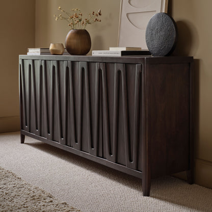 Bastian 4 Door Sideboard - Coffee Brown Mango Wood - Laura James 