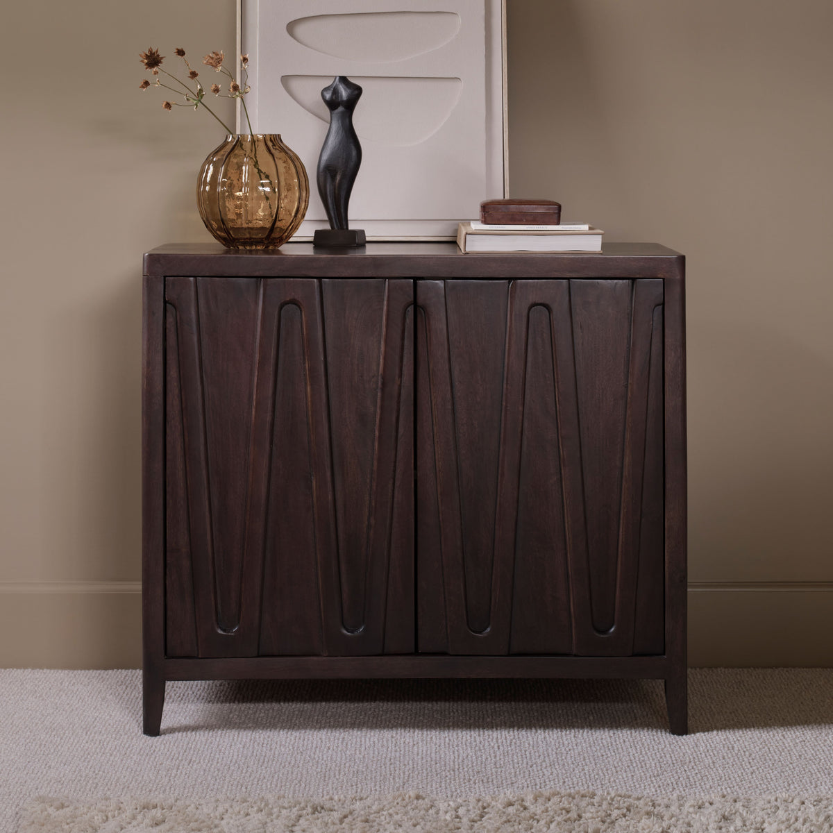 Bastian 2 Door Sideboard - Coffee Brown Mango Wood - Laura James 