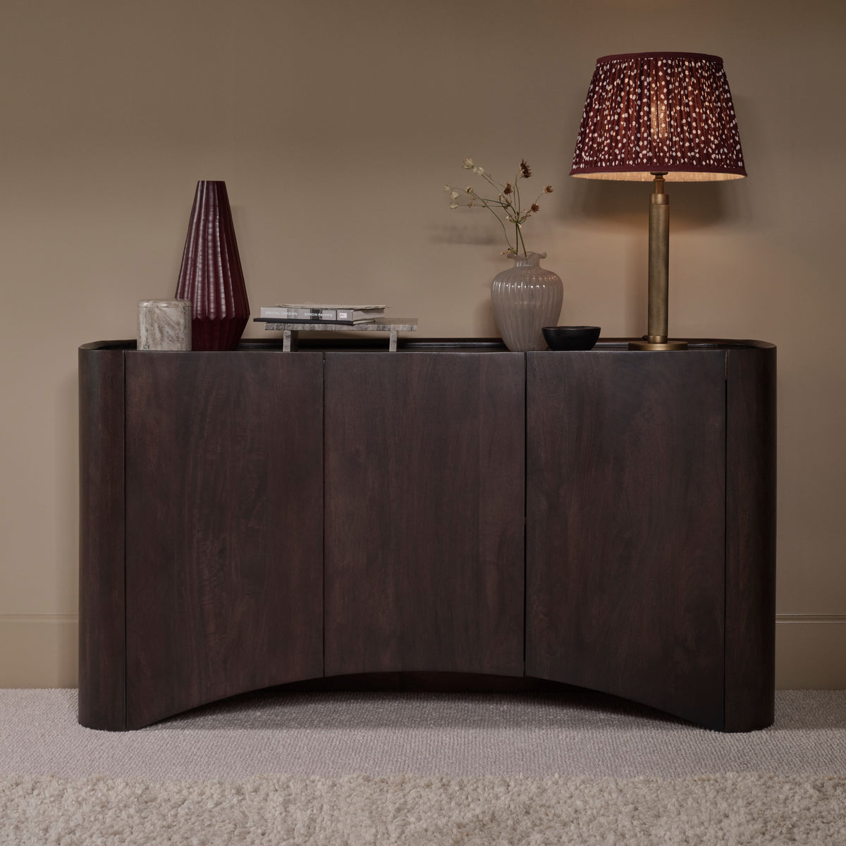 Octavia 3 Door Sideboard - Coffee Brown Mango Wood - Laura James 