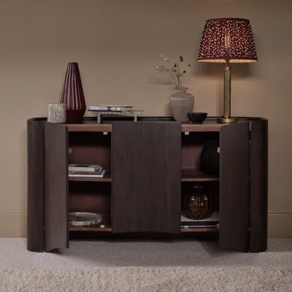 Octavia 3 Door Sideboard - Coffee Brown Mango Wood - Laura James 