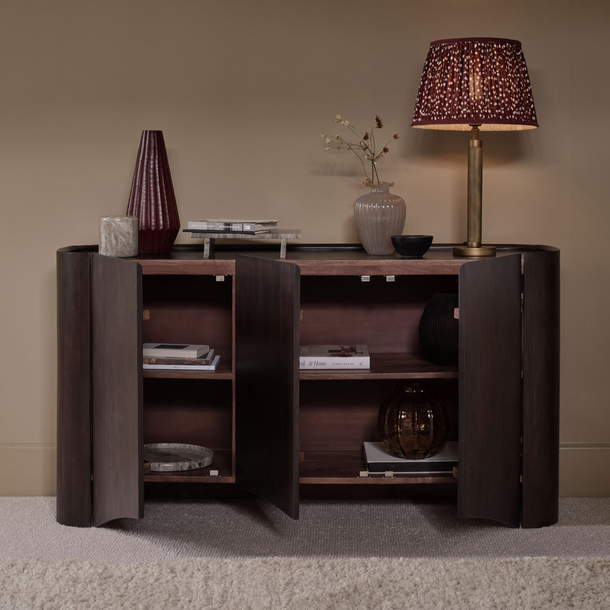 Octavia 3 Door Sideboard - Coffee Brown Mango Wood - Laura James 