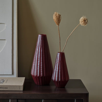 Moura Glass Vase - Set of 2 - Burgundy Red - Laura James 