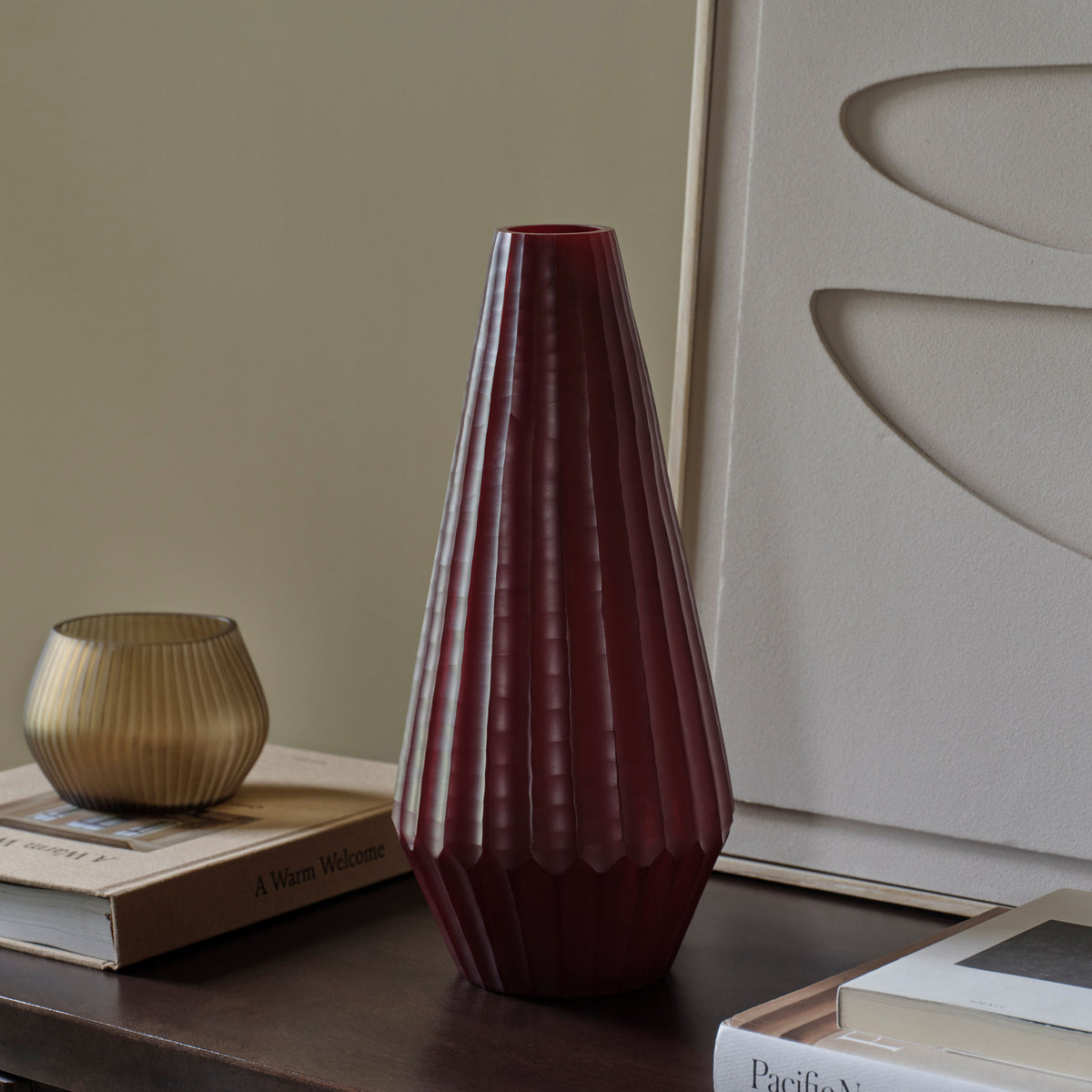 Moura Glass Vase - Set of 2 - Burgundy Red - Laura James 