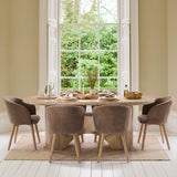 Octavia 220cm Limewash Dining Table Set - 6 Seater - Archer Natural Brown Dining Chairs - Whitewash Legs - Laura James 