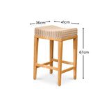 Reid Linen Grey Backless Bar Stools - Set of 2 - Whitewash Mindi Wood Legs - Laura James 