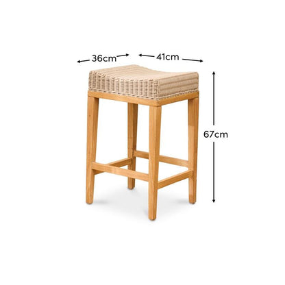 Reid Linen Grey Backless Bar Stools - Set of 2 - Whitewash Mindi Wood Legs - Laura James 
