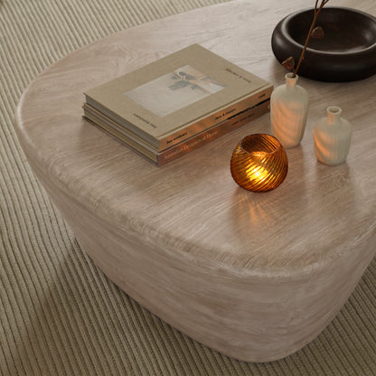 Alder 107cm Limewash Freeform Coffee Table - Laura James 