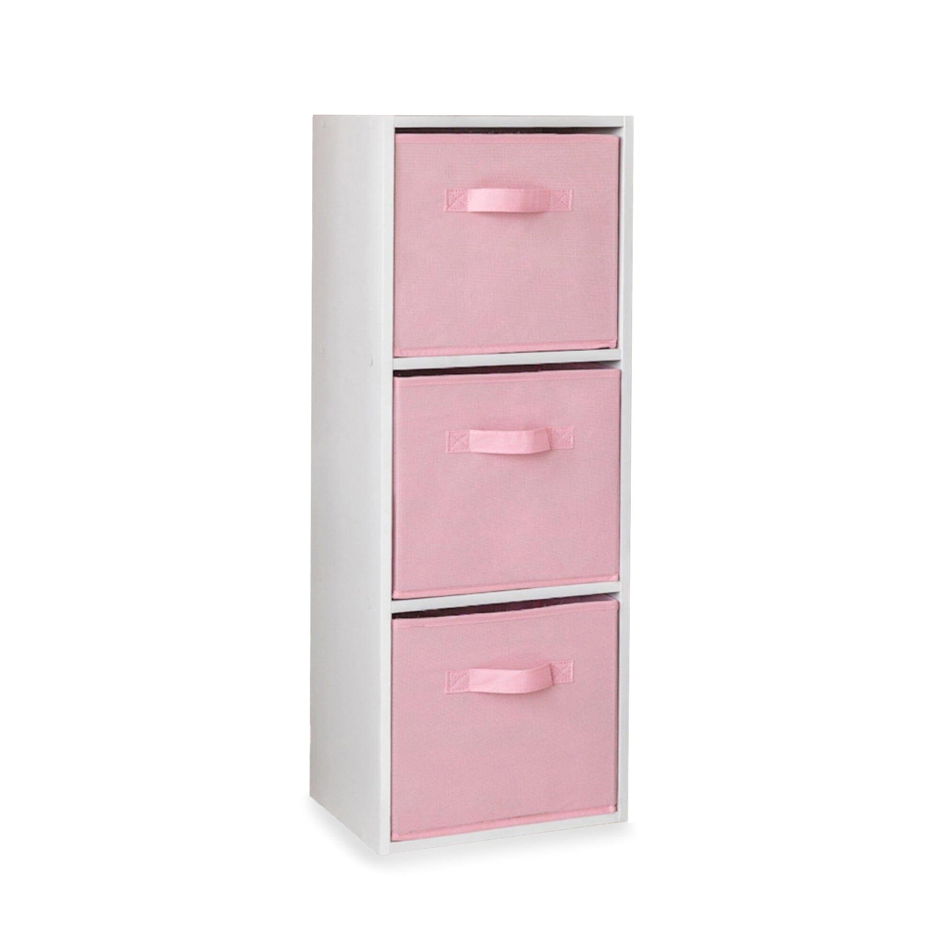 Cara 3 Tier Chalk Bookcase Wooden Display Shelving Unit Pink Storage Box