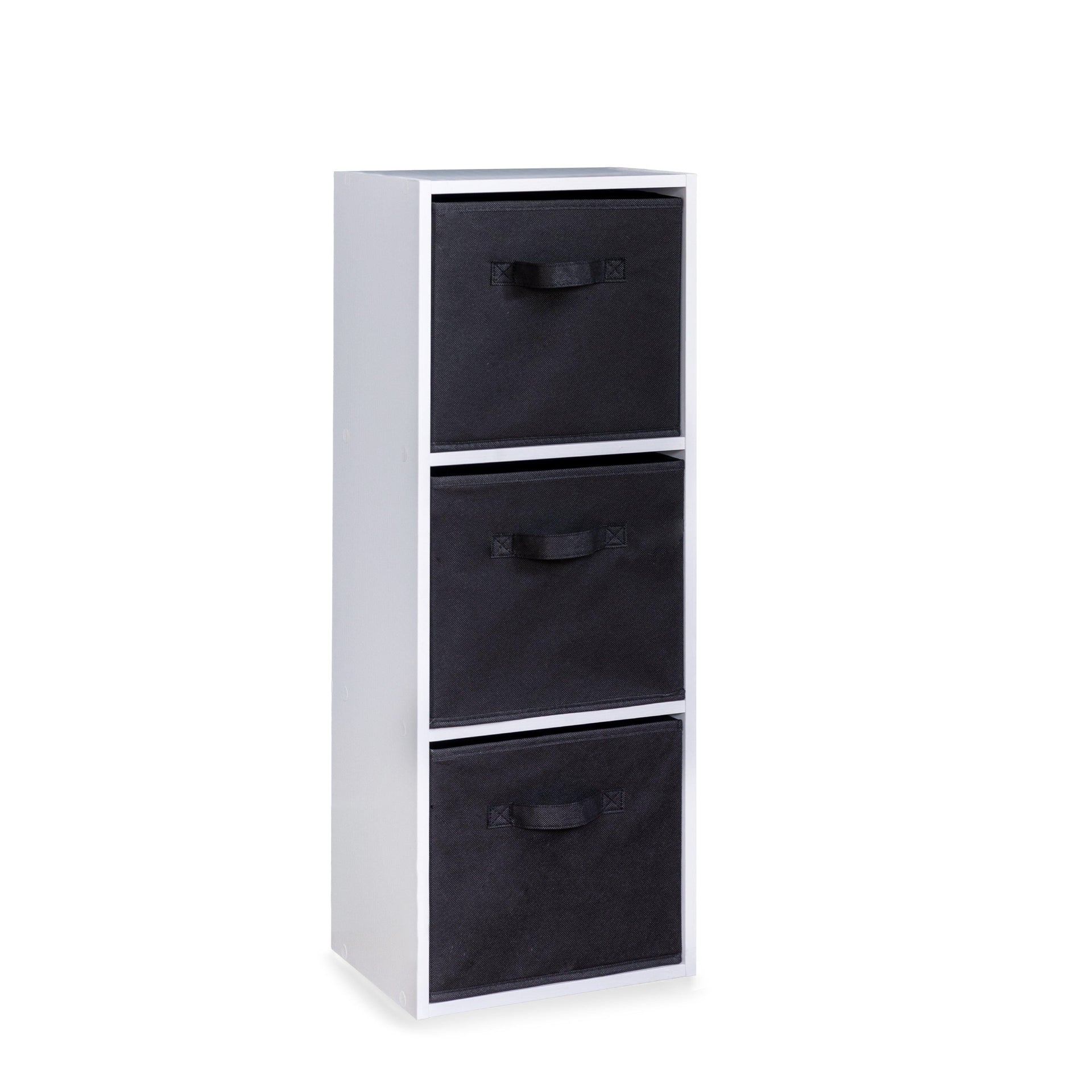 Cara 3 Tier Chalk White Cube Storage Unit Baskets