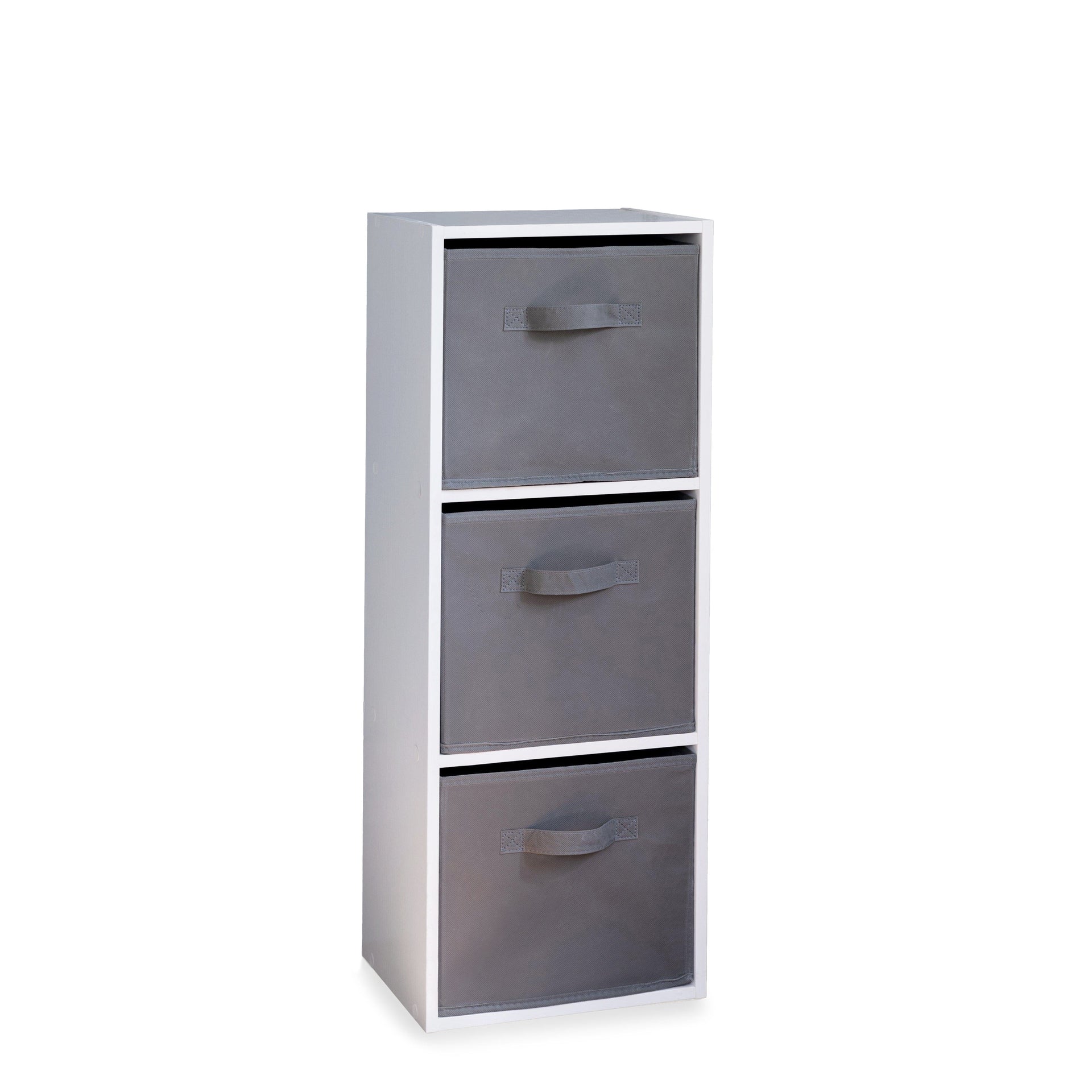 Cara 3 Tier Chalk Cube Storage Unit Grey Baskets