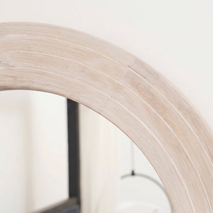 Kubu 70cm Wooden Round Mirror - Whitewash - Laura James 