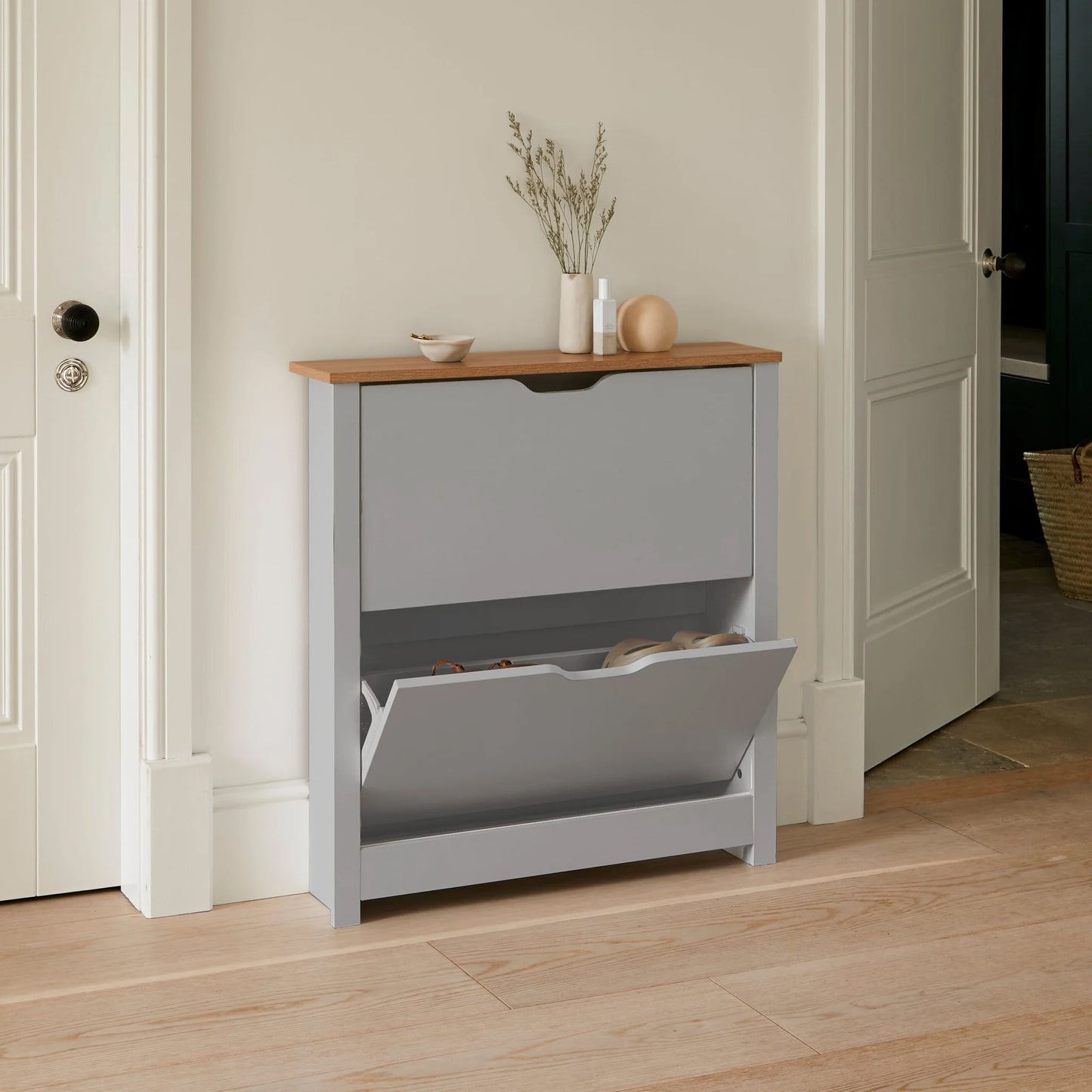 Windsor Shoe Cabinet - 2 Door - Grey - Laura James 
