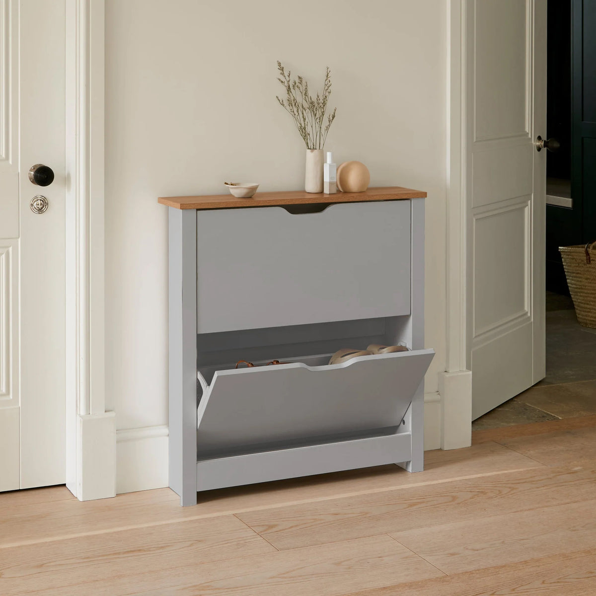 Windsor Shoe Cabinet - 2 Door - Grey - Laura James 