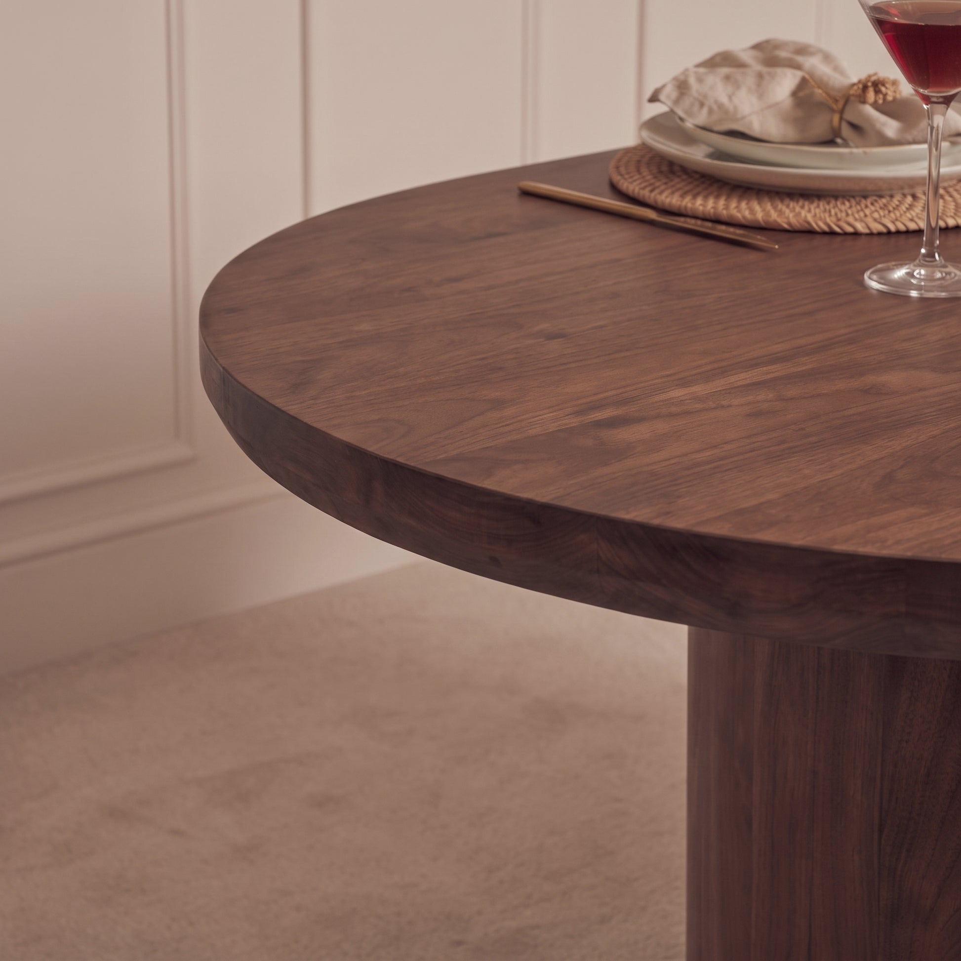 Octavia 220cm Coffee Brown Mango Wood Dining Table Set - 6 Seater - Marilyn Burgundy Red Dining Chairs - Coffee Brown Legs - Laura James 