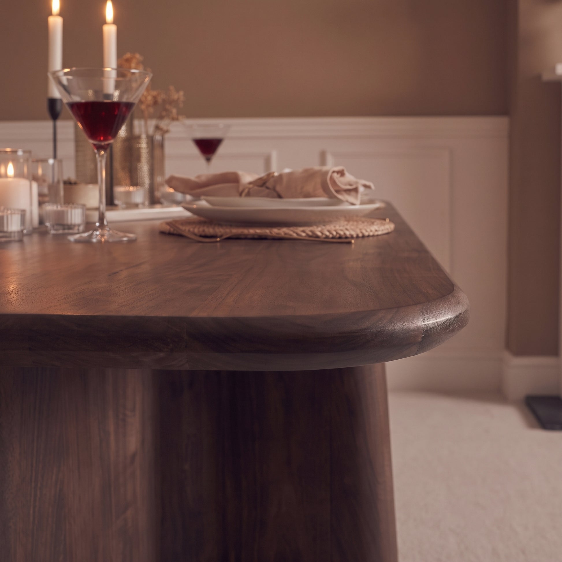 Bastian 220cm Coffee Brown Mango Wood Dining Table - Laura James 