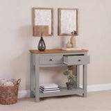 Bampton Stone Grey 2 Drawer Console Table - Laura James 