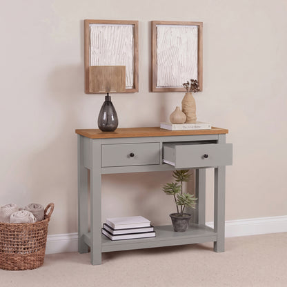 Bampton Stone Grey 2 Drawer Console Table - Laura James 