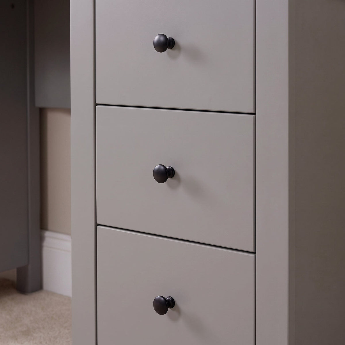 Bampton 3 Drawer Desk - Stone Grey - Laura James 