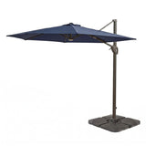 Fira Dark Blue LED Cantilever Parasol - 2.5m Square with Quartered Base