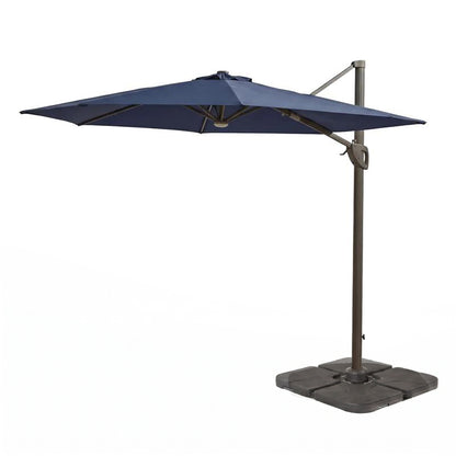 Fira Dark Blue Cantilever Parasol - 2.5m Square with Quartered Base