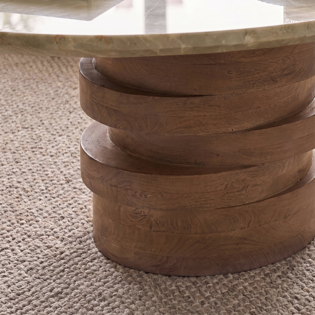 Adam 100cm Oval Almond Brown & Lady Grey Marble Coffee Table - Laura James 
