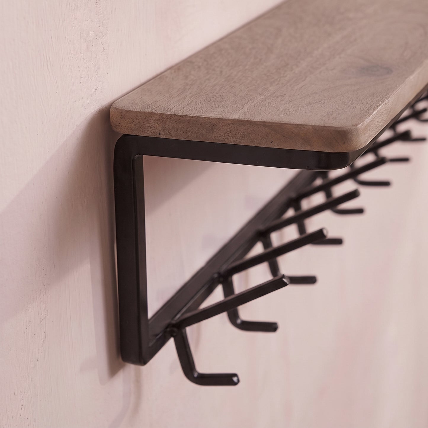 Elijah 120cm Coat Rack with Shelf - Mid Brown Mango Wood - Laura James 