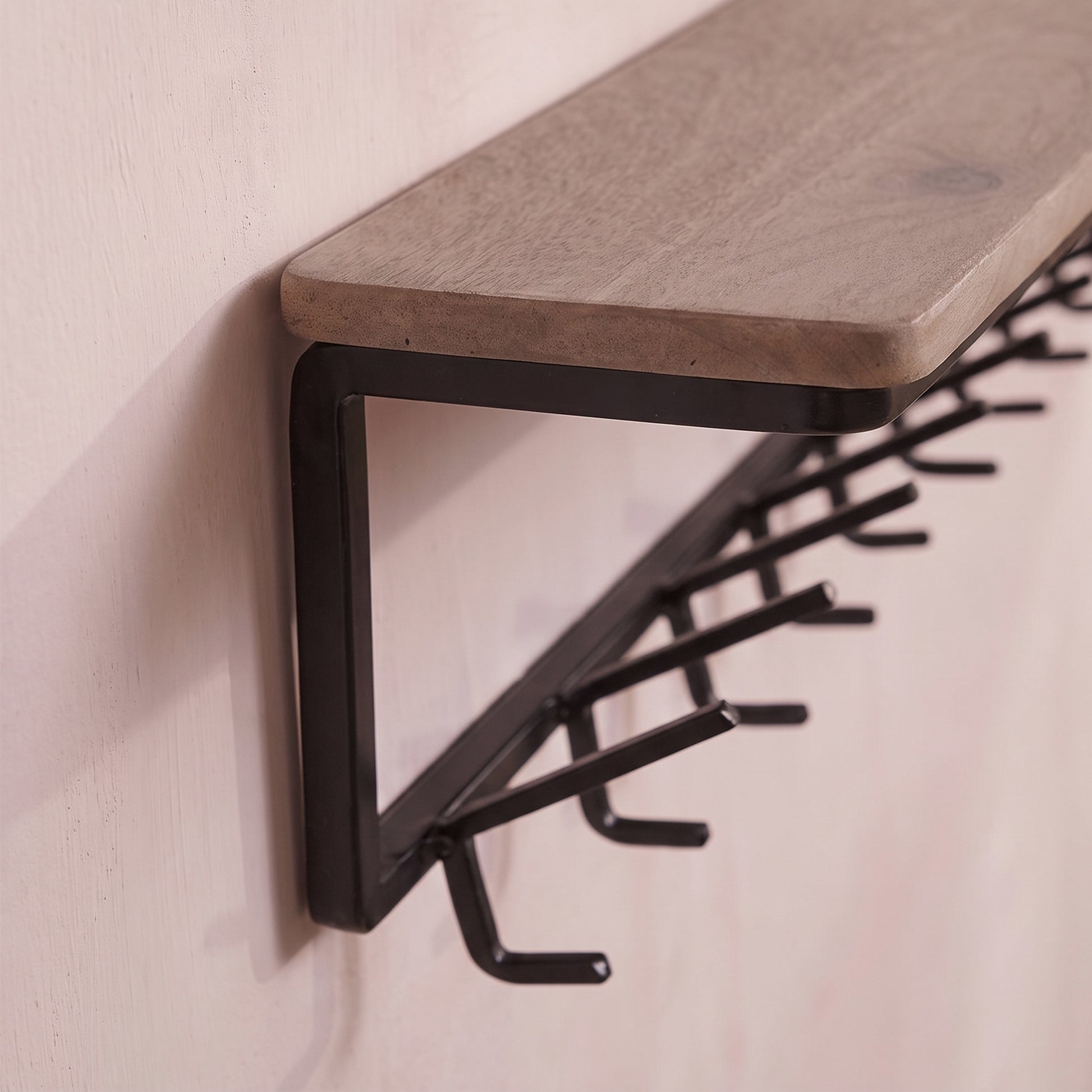 Elijah 120cm Coat Rack with Shelf - Mid Brown Mango Wood - Laura James 