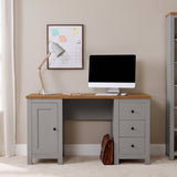 Bampton 3 Drawer Desk - Stone Grey - Laura James 