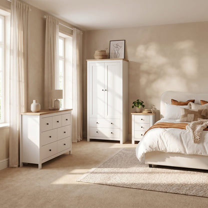 Bampton 3 Piece Bedroom Set - 3 Over 4 Chest of Drawers - Alabaster White - Laura James 