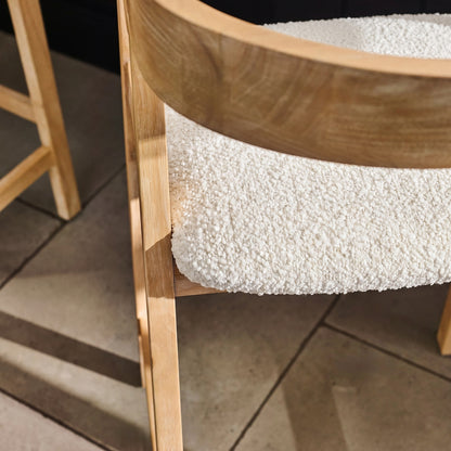 Ella Off White Boucle Bar Stool - Whitewashed Oak Legs - Laura James 