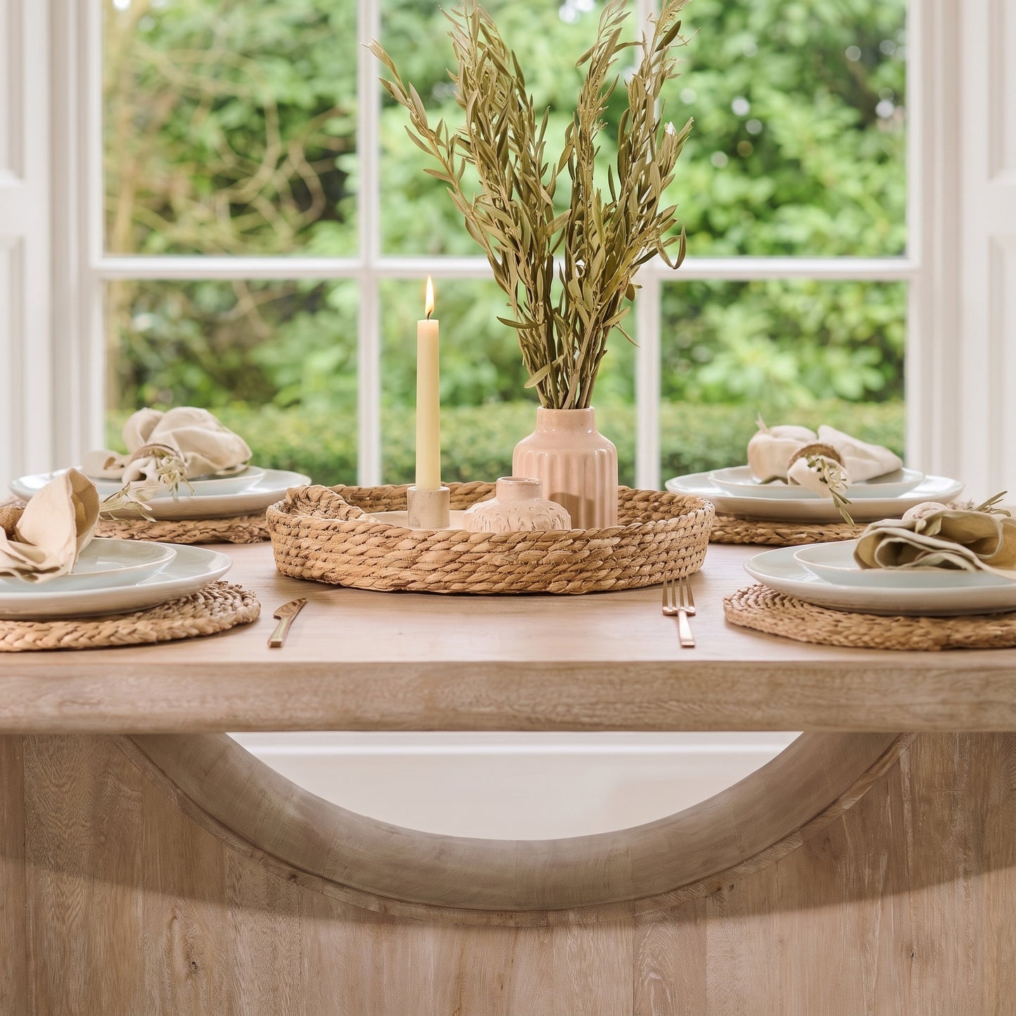Octavia 220cm Limewash Dining Table Set - 6 Seater - Archer Natural Brown Dining Chairs - Whitewash Legs - Laura James 