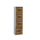 4 Tier Storage Unit Chalk White Bookcase with Jute Boxes - Laura James