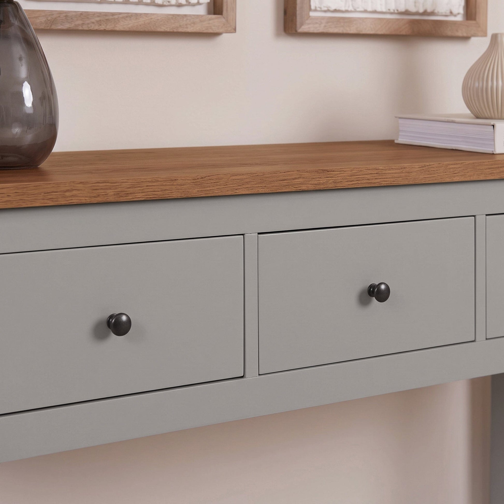 Bampton Stone Grey 3 Drawer Console Table - Laura James 