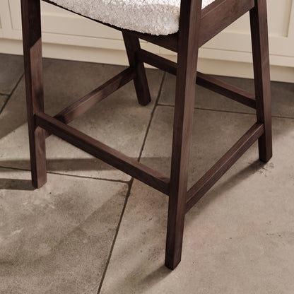 Ella Off White Boucle Bar Stool - Coffee Brown Legs - Laura James 