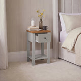 Bampton 1 Drawer Bedside Table - Stone Grey - Laura James 
