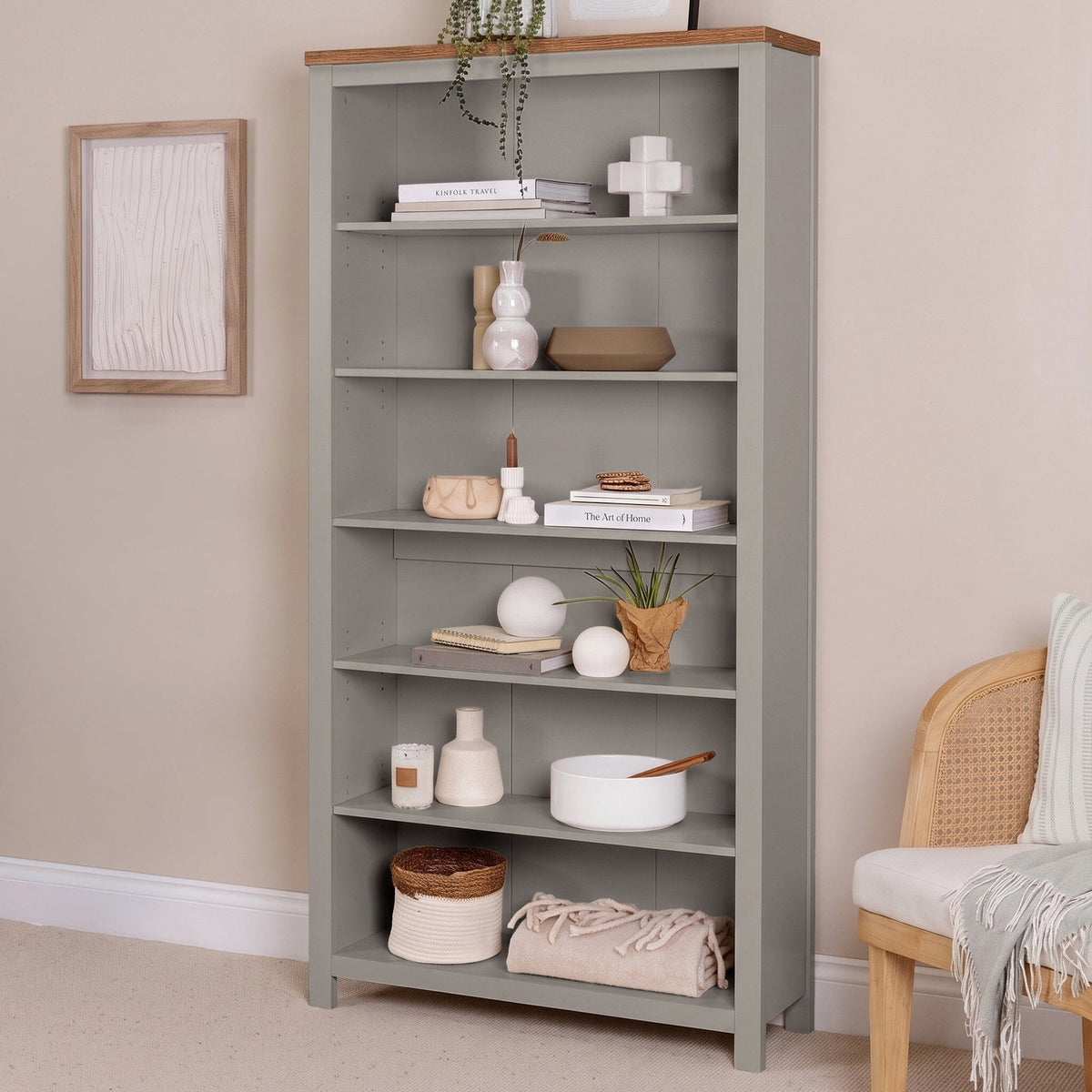 Bampton Stone Grey Tall  Bookcase - Laura James 