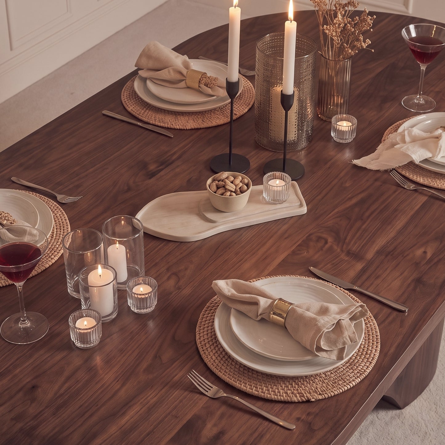 Octavia 220cm Coffee Brown Mango Wood Dining Table Set - 6 Seater - Marilyn Burgundy Red Dining Chairs - Coffee Brown Legs - Laura James 