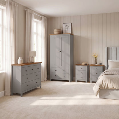 Bampton 4 Piece Bedroom Set - 3 Over 4 Chest of Drawers - Stone Grey - Laura James 