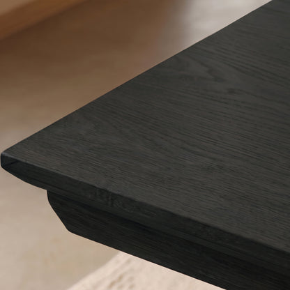 Sabina 160-240cm Black Oak Extending Dining Table Set - 4 Seater - Ella Off White Boucle Dining Chairs - Black Oak Legs