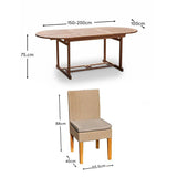 4 Seater Wooden Extendable Round Garden Dining Table with 4 Rattan Dining Chair - Laura James