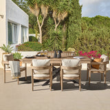 Shiro 6 Seater Wooden Garden Dining Set with 4 Imani Chairs & Shiro Bench - Whitewash - Laura James 
